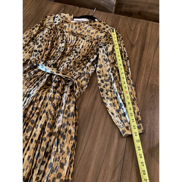 Runway MARC JACOBS Gold Black Silk Metallic Animal Print Pleated midi Dress 0 - Picture 7 of 13